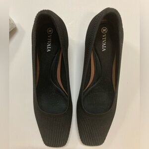 ⚡️ VIVAIA Melody 2.0 Black Square Toe Low Block Heel Shoes EU 40 US 9